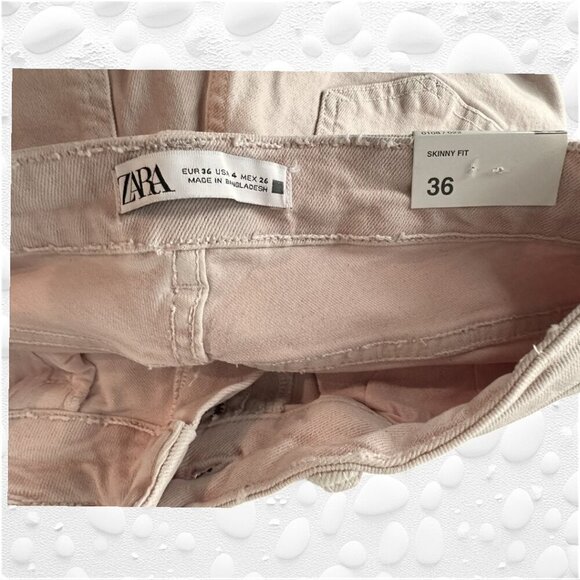 ZARA Skinny Fit Stretch Light Blush Pink Jeans - WAIST 26" - Picture 3 of 6